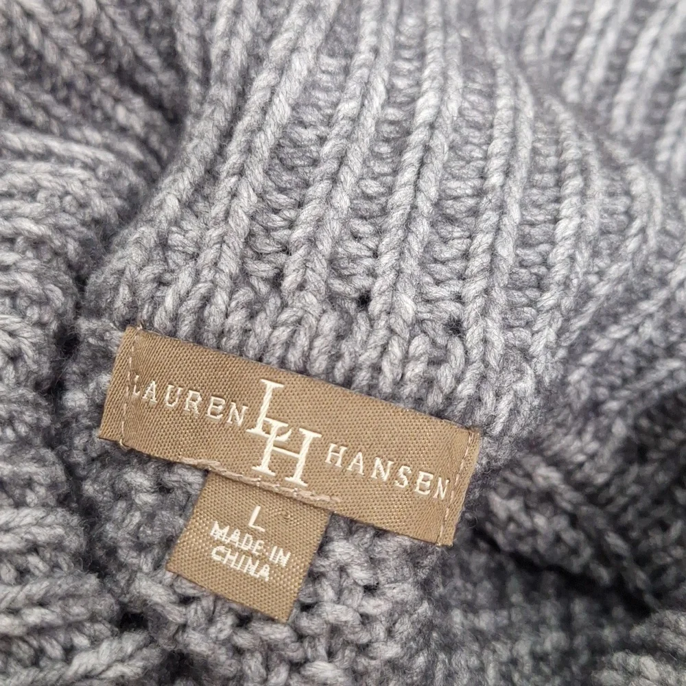 LAUREN HANSEN Knit Crochet Turtleneck Long Sleeve Sweater